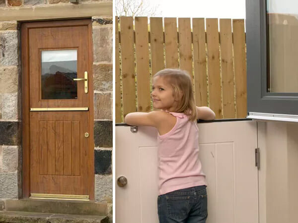 A small girl and a stable door