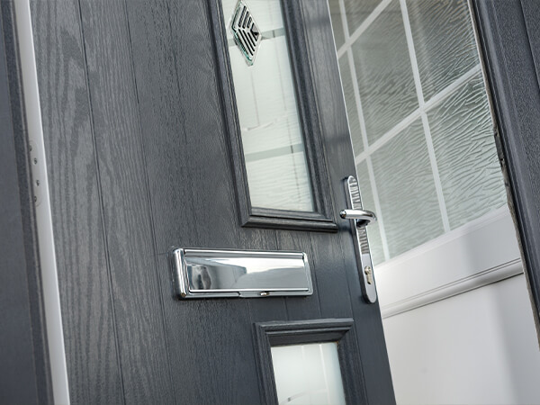 Composite Front Door Anthracite Grey Open
